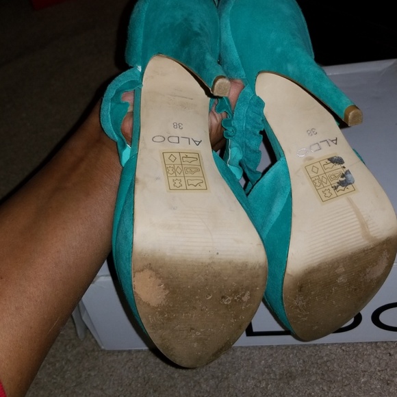 Aldo Peep Toe Teal Heels - Picture 4 of 4